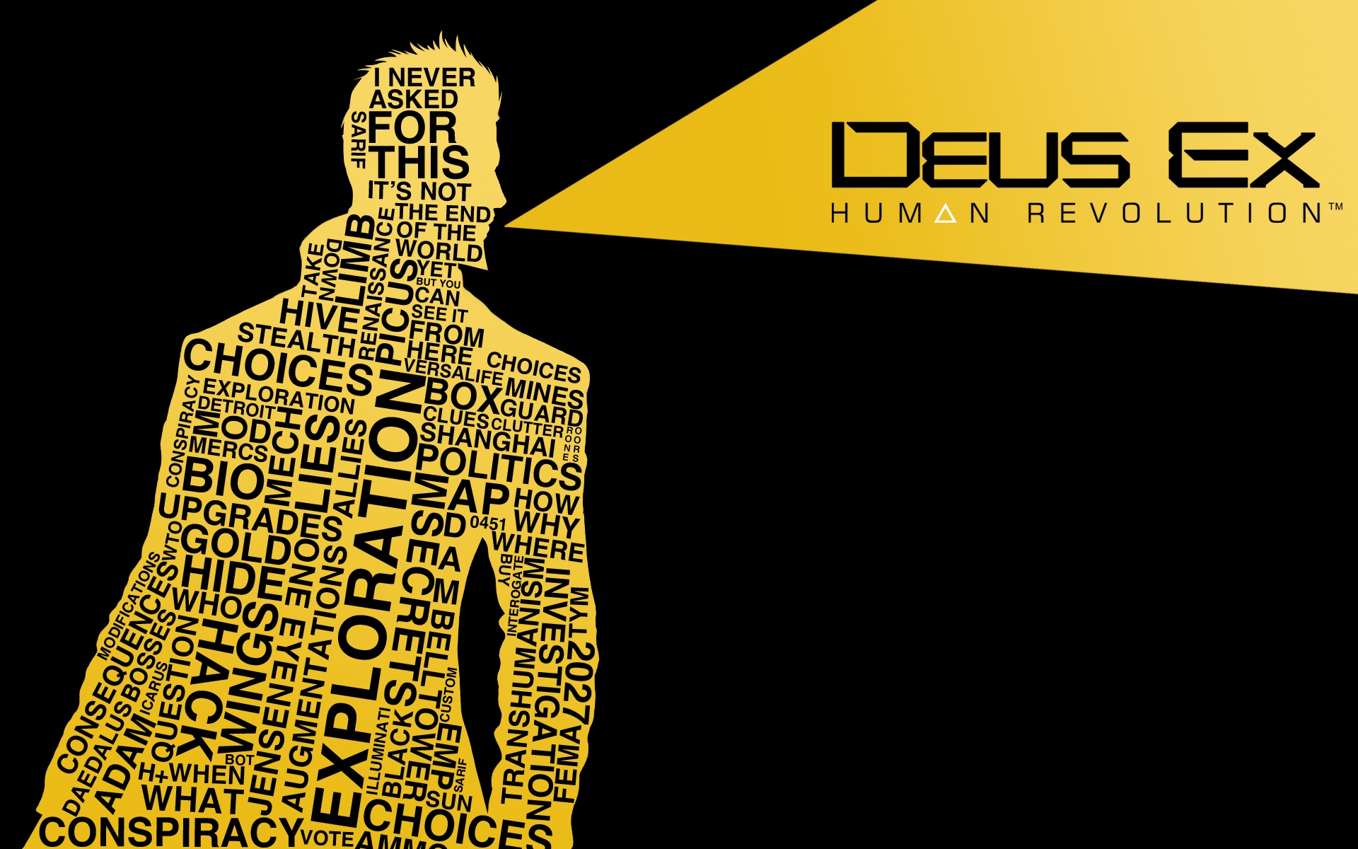 Картинки Deus ex human revolution, adam jensen, слова, графика, шрифт фото и обои на рабочий стол