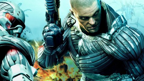 Crysis, пистолет, костюм, взгляд, лицо, alcatraz