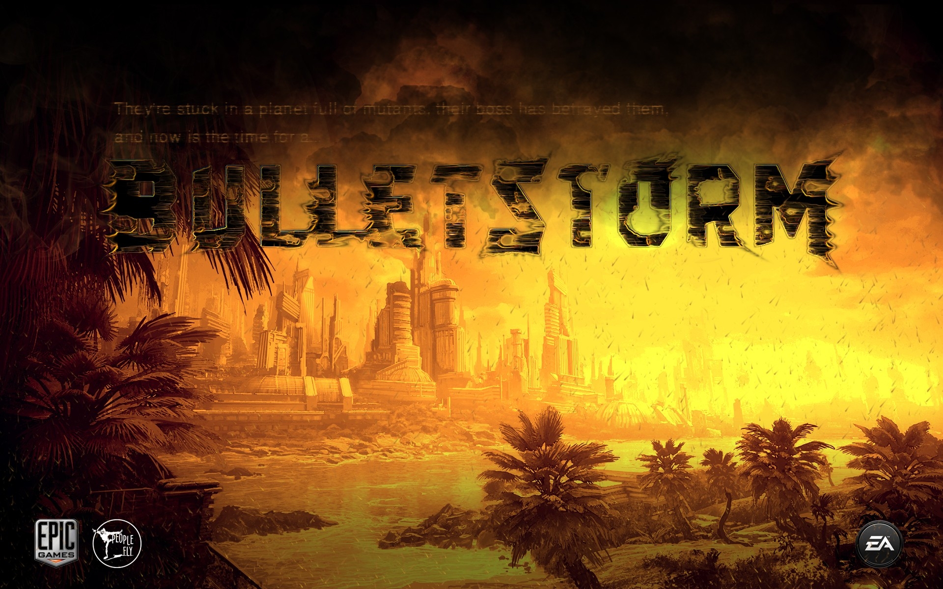 Картинки Bulletstorm, город, имя, шрифт, игра фото и обои на рабочий стол