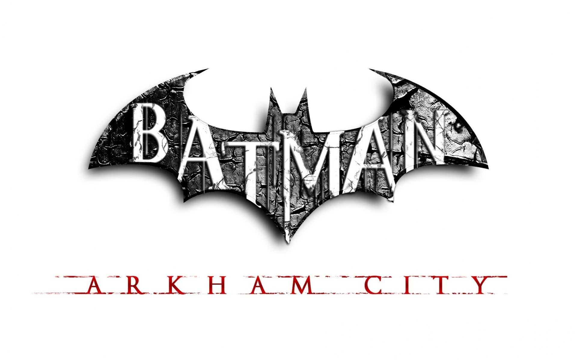 Картинки Batman arkham city, bat, имя, игра, графика, шрифт, черно-белый фото и обои на рабочий стол