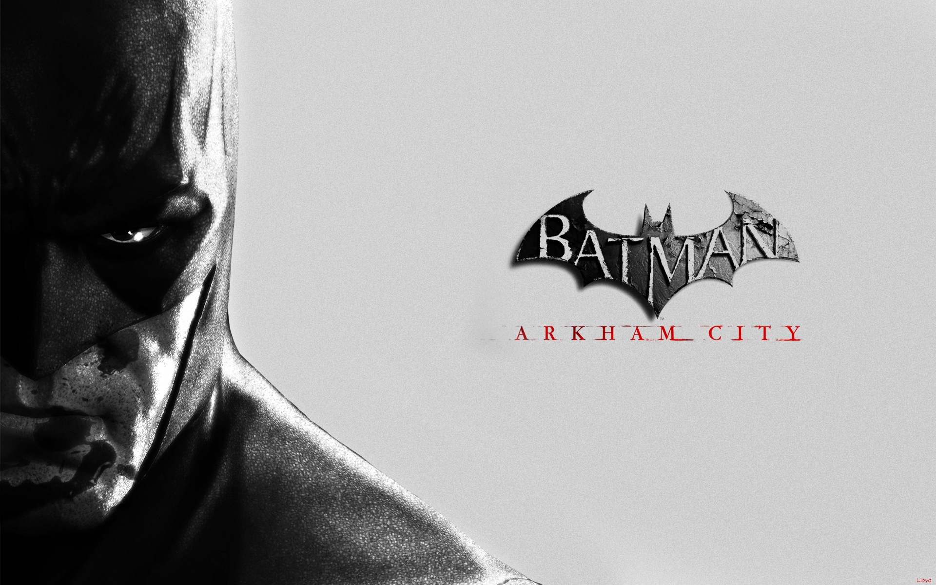 Картинки Batman arkham city, персонаж, лицо, взгляд, маска, кровь, летучая мышь, черно-белый фото и обои на рабочий стол