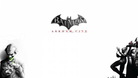 Бэтмен аркхем город, шутник, улыбка, персонажи, кошка, черно-белое, бэтмен