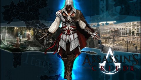 Assassins Creed 2, графика, дом, лодка, фон, Италия