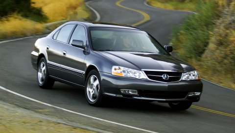 Acura, tl, 2002, синий, вид спереди, стиль, автомобили, природа, кустарники, трава, деревья, шоссе