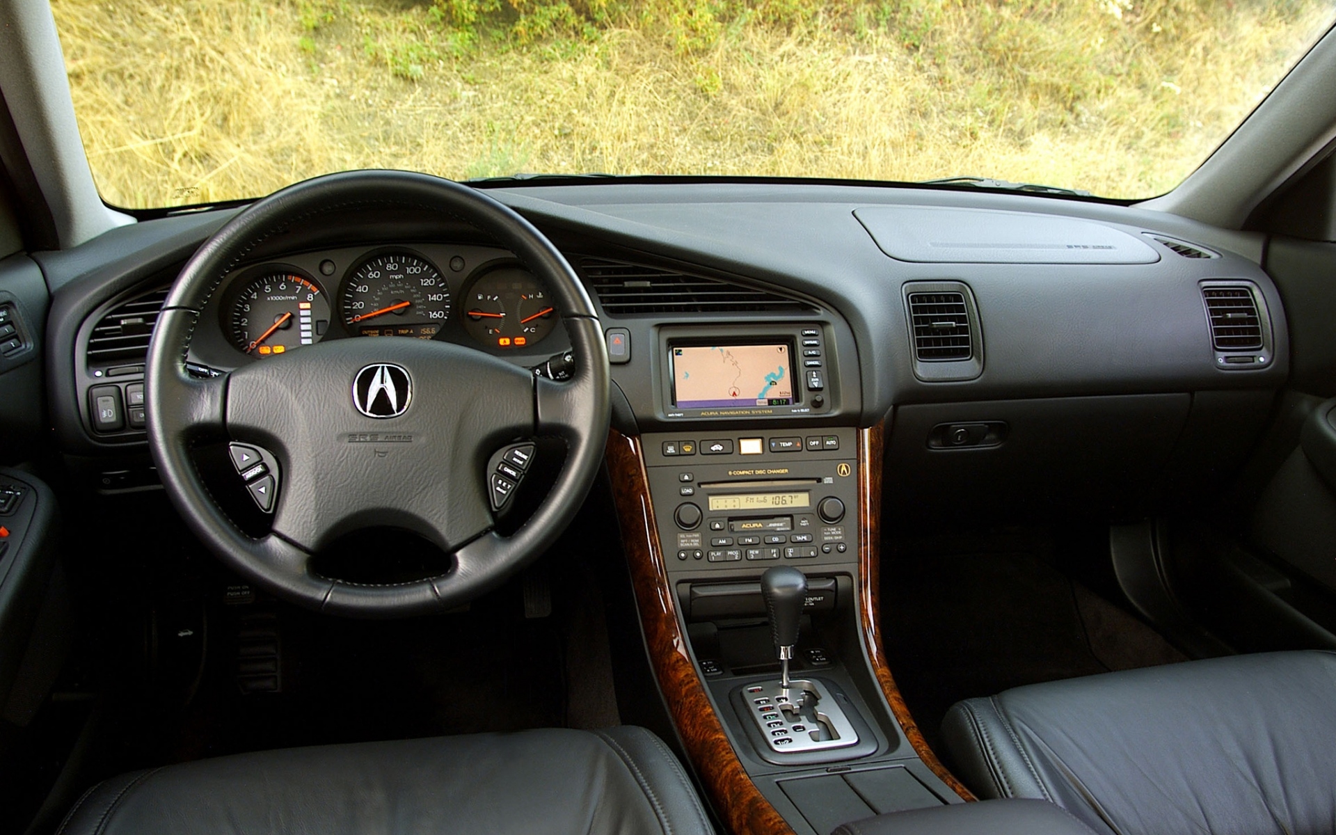 Картинки Acura, tl, 2002, салон, салон, руль, спидометр, трава фото и обои на рабочий стол