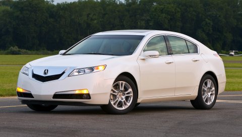Acura, tl, 2008, белый, вид сбоку, стиль, автомобили, природа, деревья, трава