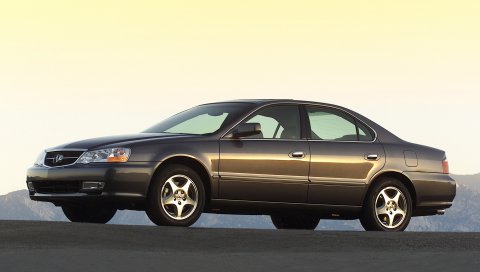 Acura, tl, 2002, коричневый, вид сбоку, стиль, автомобили, асфальт, горы