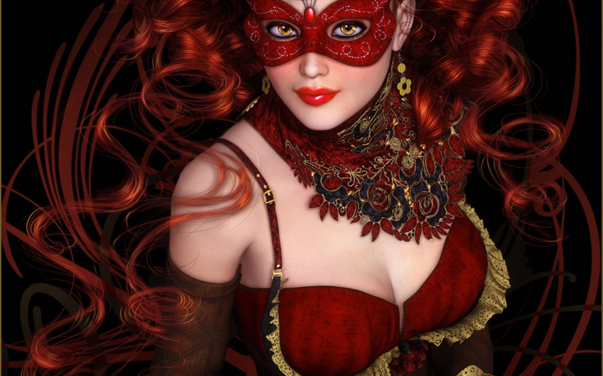Чертовка арт. Девушка в карнавальной маске. Рыжая девушка в маске. Девушка в маскарадной маске фэнтези. Фэнтези девушки.