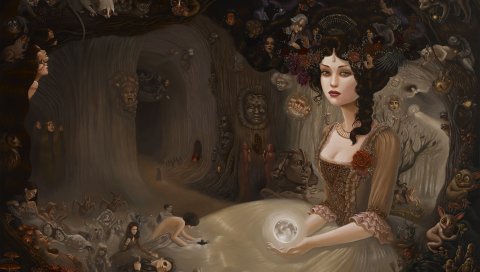 Девушка, печаль, волосы, прическа, платье, графиня