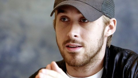 Ryan gosling, актер, блондин, шапочка, борода, глаза