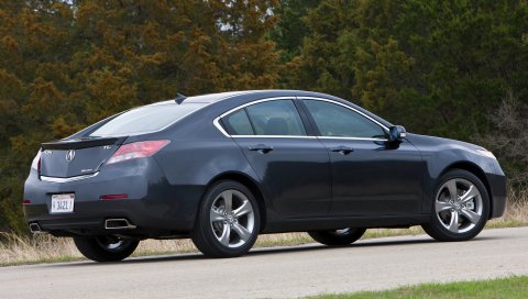 Acura, tl, 2011, синий, вид сбоку, стиль, автомобили, деревья, асфальт, трава