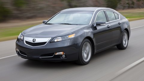Acura, tl, 2011, синий, вид спереди, стиль, автомобили, скорость, трава, деревья, природа, асфальт