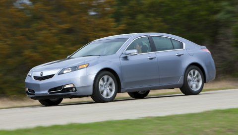 Acura, tl, 2011, синий металлик, вид сбоку, стиль, автомобили, скорость, природа, деревья, трава