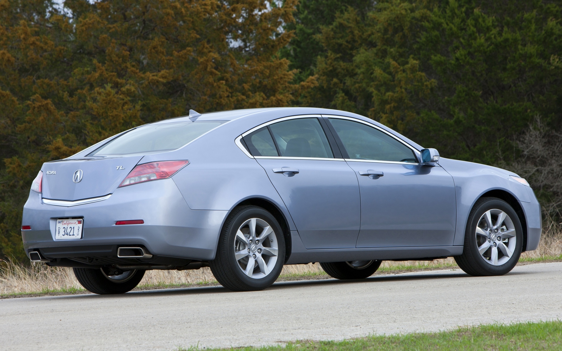 Картинки Acura, tl, 2011, синий, вид сбоку, стиль, автомобили, трава, деревья, асфальт фото и обои на рабочий стол