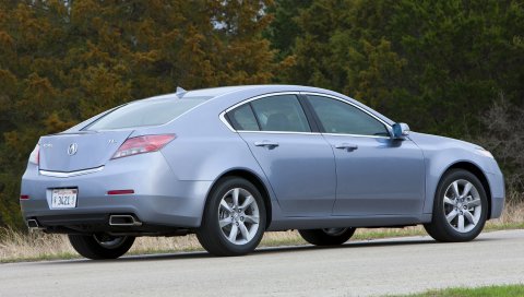 Acura, tl, 2011, синий, вид сбоку, стиль, автомобили, трава, деревья, асфальт