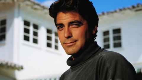 George clooney, волосы, актер, лицо, улыбка, голливуд