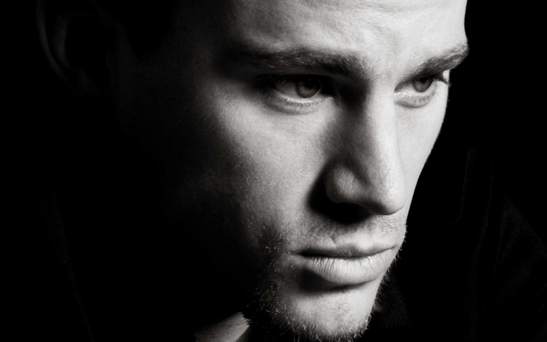 Картинки Channing tatum, актер, брюнетка, лицо, глаза, черный белый фото и обои на рабочий стол