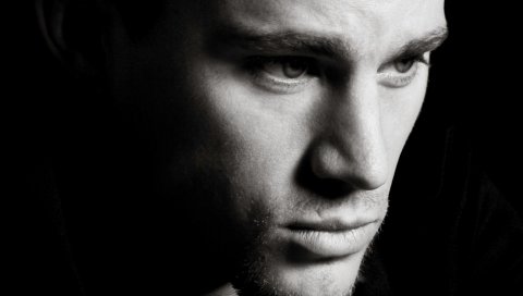 Channing tatum, актер, брюнетка, лицо, глаза, черный белый
