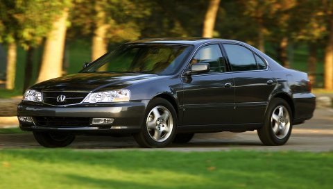Acura, tl, 2002, черный, вид сбоку, стиль, автомобили, природа, деревья, трава