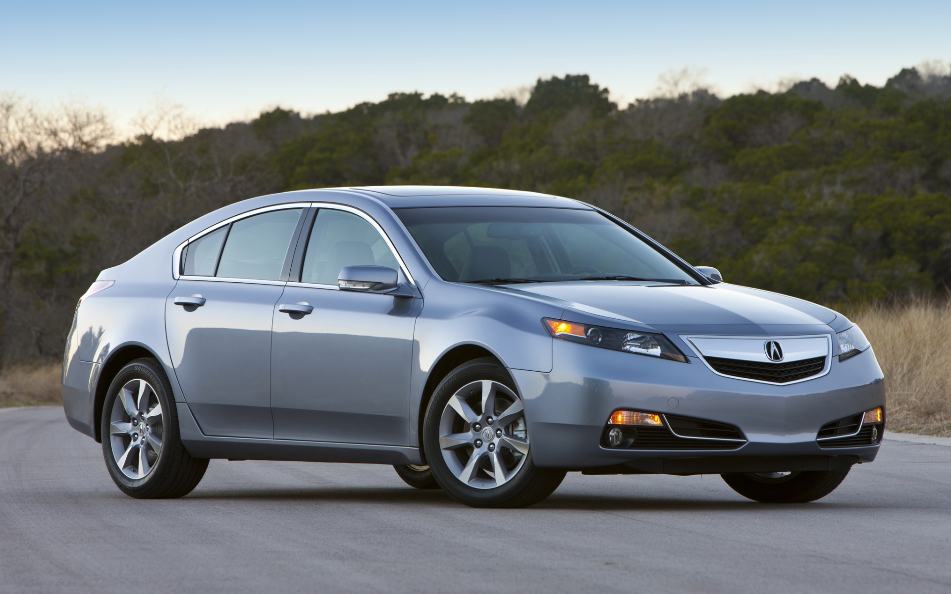 Картинки Acura, tl, 2011, синий, вид сбоку, стиль, автомобили, природа, деревья, небо, асфальт фото и обои на рабочий стол