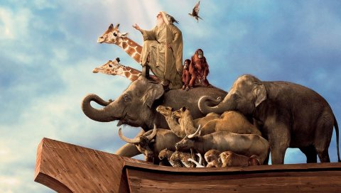 Evan almighty, noah, спаситель, человек, животные, ковчег, существа, старый, старший