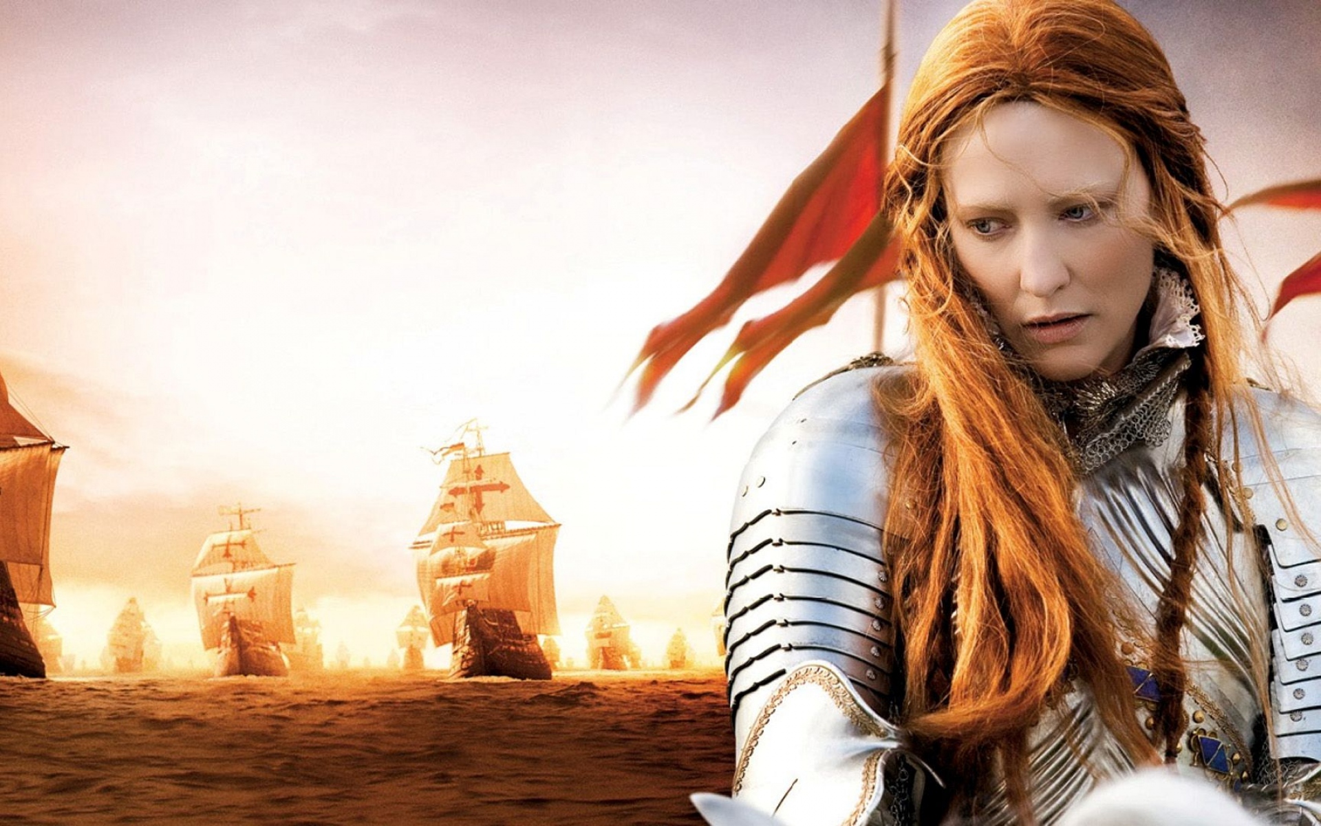 Картинки Elizabeth, золотой век, девушка, рыжие волосы, доспехи, cate blanchett, queen фото и обои на рабочий стол
