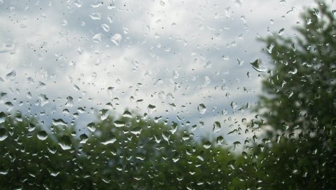 Капли, вода, поверхность, стекло