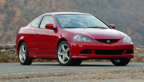 Acura, rsx, 2005, красный, вид спереди, стиль, автомобили, горы, асфальт