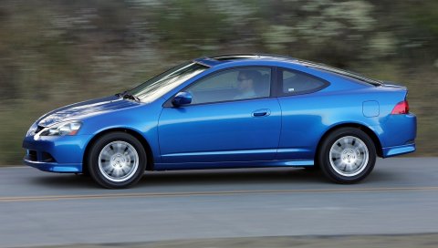 Acura, rsx, 2005, синий, вид сбоку, стиль, автомобили, скорость, асфальт, природа