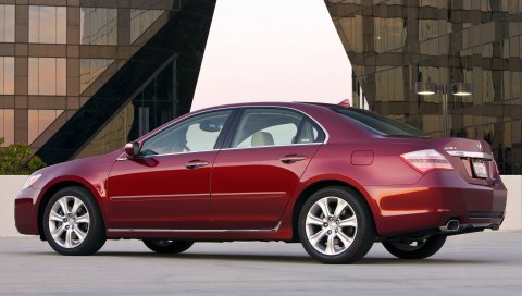 Acura, rl, 2008, красный, вид сбоку, стиль, автомобили, здания, фонарь, асфальт
