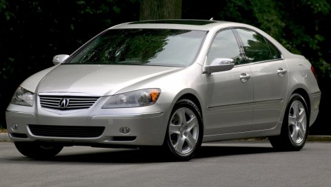 Acura, rl, серебристый металлик, вид спереди, стиль, седан, деревья, асфальт