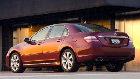 Acura, rl, красный, вид сбоку, стиль, седан, авто, здание