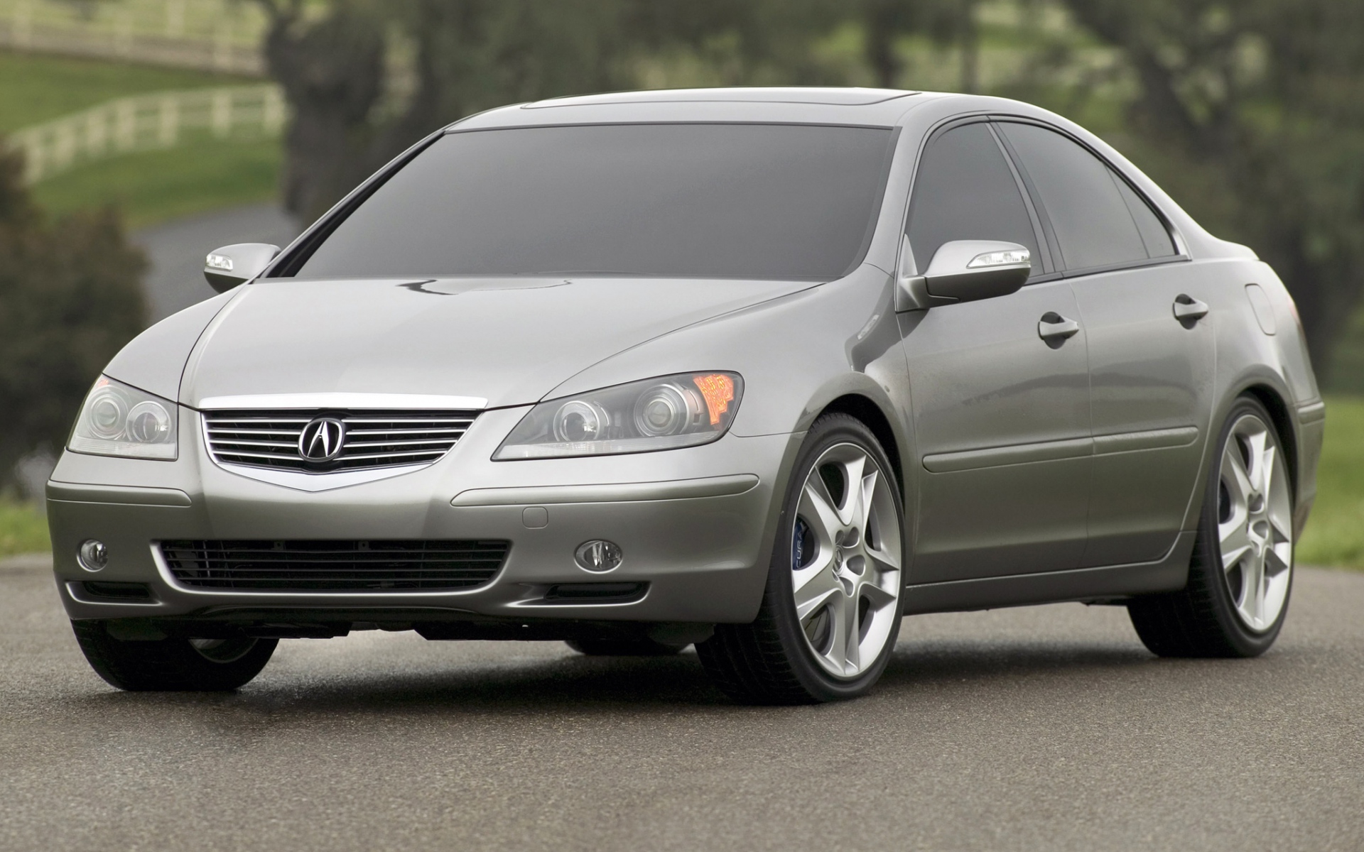 Картинки Acura, rl, концепция, серый металлик, вид спереди, автомобили, природа, асфальт фото и обои на рабочий стол