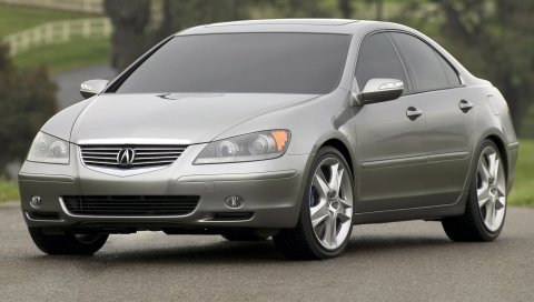 Acura, rl, концепция, серый металлик, вид спереди, автомобили, природа, асфальт
