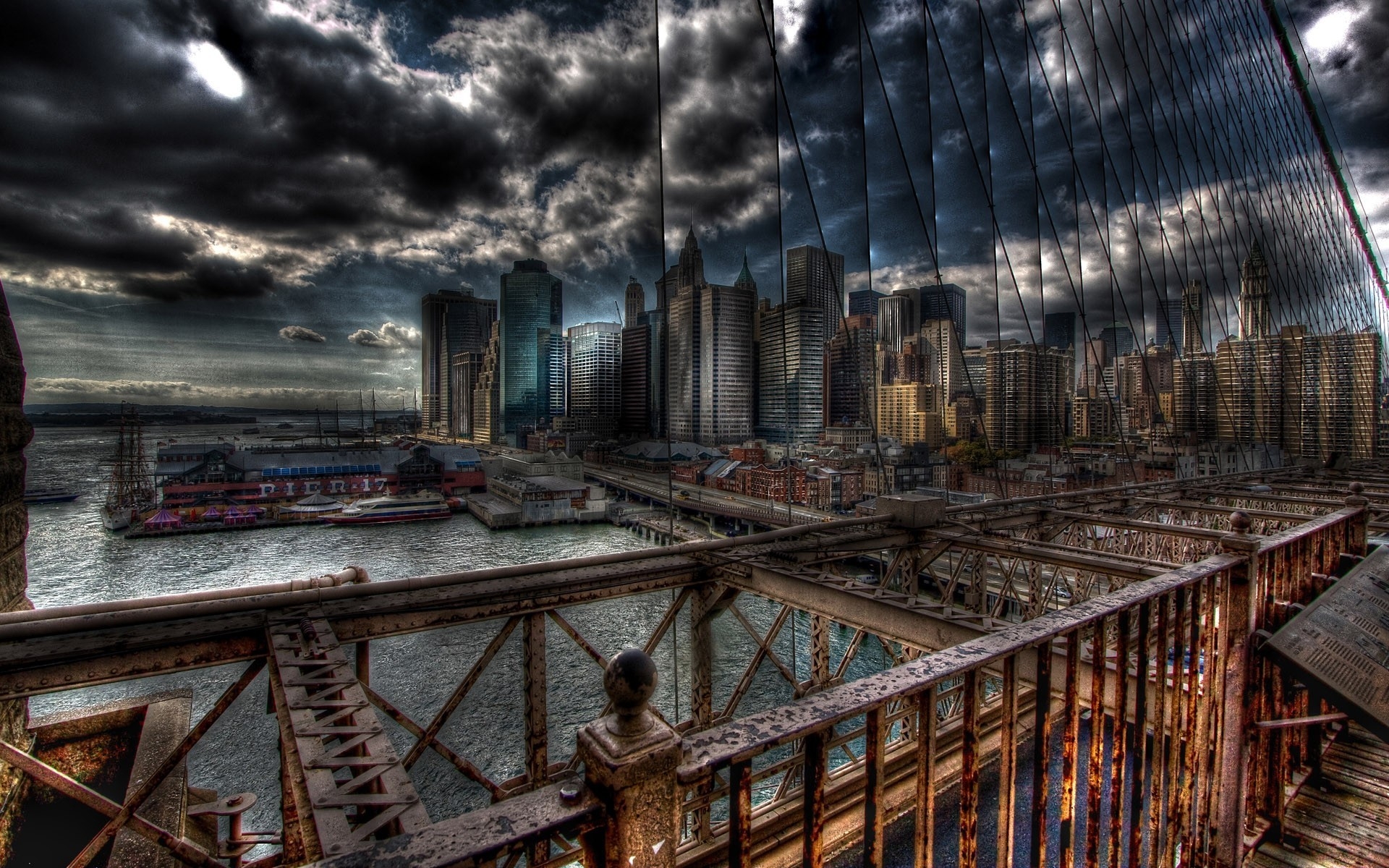 Картинки Мост, город, железо, дизайн, высота, hdr фото и обои на рабочий стол