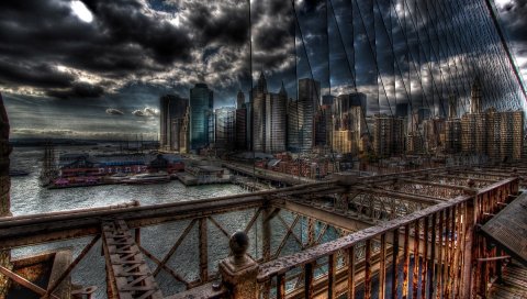 Мост, город, железо, дизайн, высота, hdr