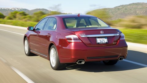 Acura, rl, красный, вид сзади, авто, стиль, движение, скорость, природа, горы