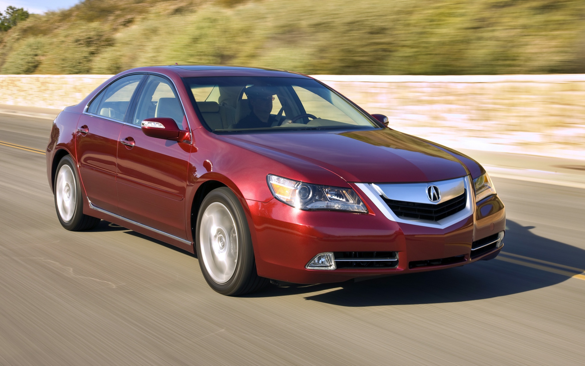 Картинки Acura, rl, красный, вид спереди, автомобили, стиль, движение, скорость, природа фото и обои на рабочий стол