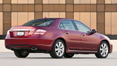 Acura, rl, красный, вид сзади, авто, стиль, здание