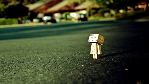 Danboard, box, man, alone, grass
