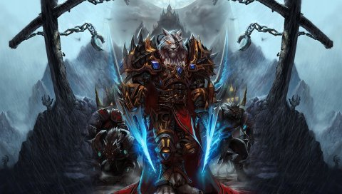 Мир warcraft, воргенов, характер, рука, гора