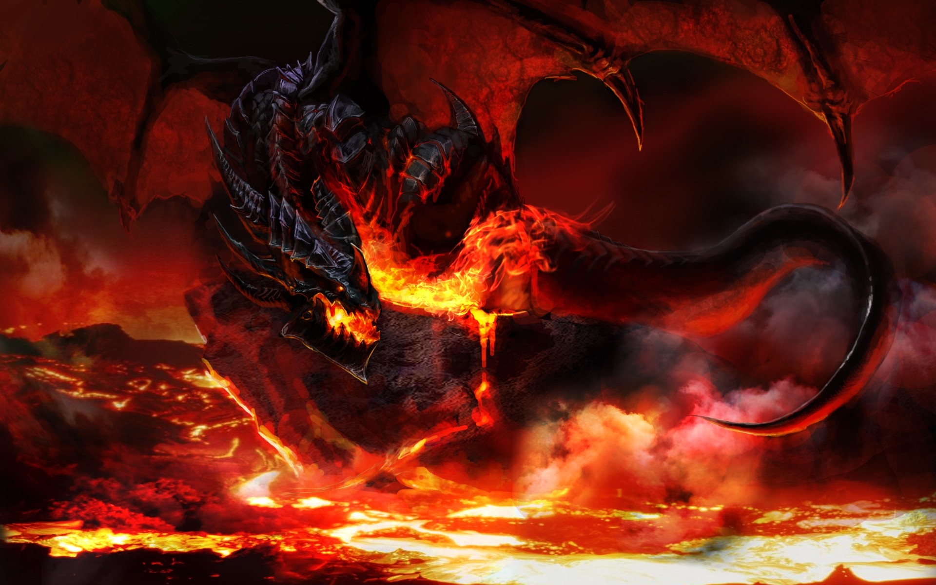 Картинки Мир Warcraft, дракон, огонь, хвост фото и обои на рабочий стол