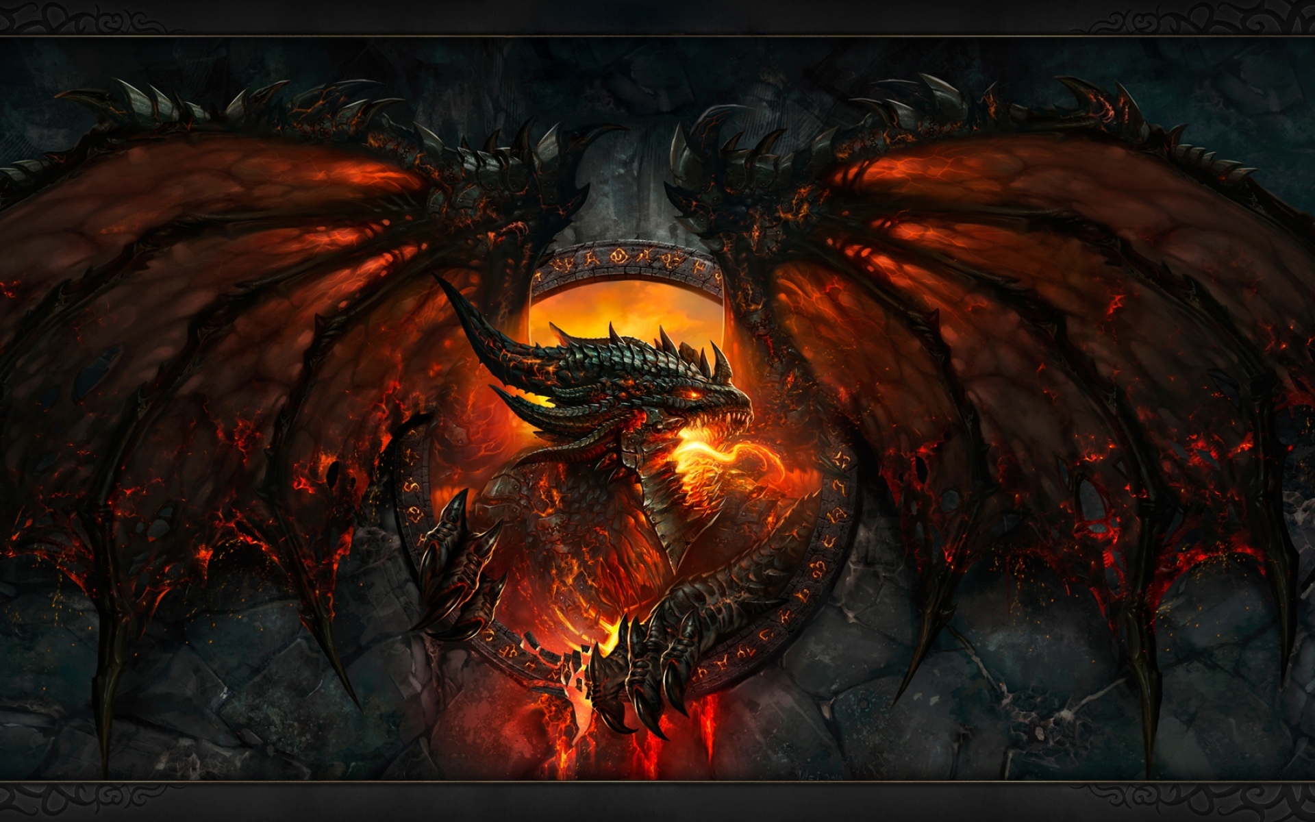 Картинки Мир Warcraft, дракон, огонь, лицо, крылья фото и обои на рабочий стол