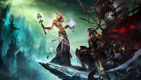 Мир warcraft, женщина, небо, облака, книга