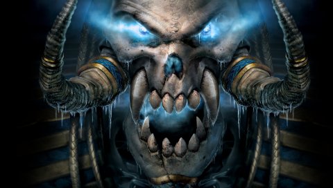 Warcraft, череп, глаза, энергия, зубы