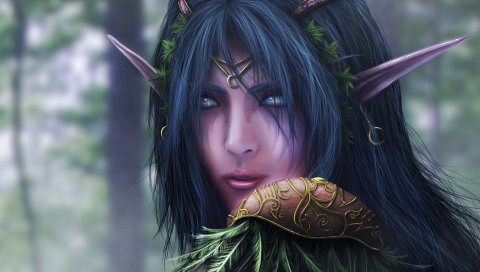 Warcraft, эльф, лицо, женщина, уши