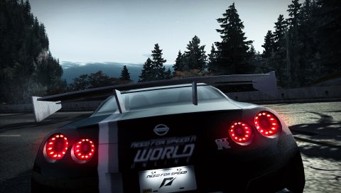 Nfs, потребность в скорости, nissan гтп, огни, деревья, дорога
