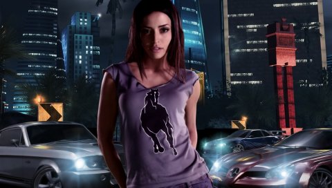 Nfs, потребность в скорости, женщина, автомобиль, город, лошадь