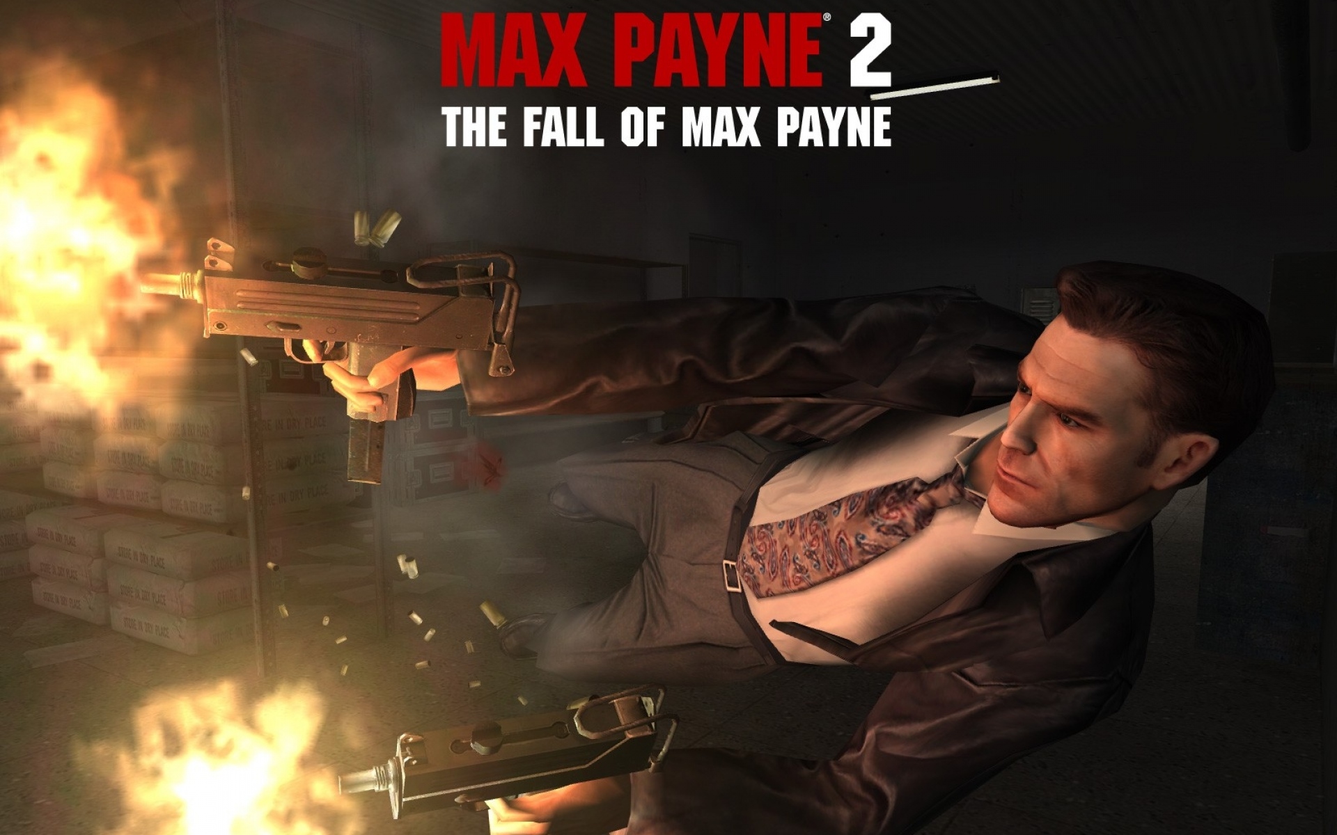 Картинки Max payne 2, max payne, падение максимума payne, прыжок, uzi, огонь, пистолет фото и обои на рабочий стол