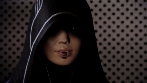 Эффект массы, kasumi goto, лицо, взгляд, женщина, тень, капюшон